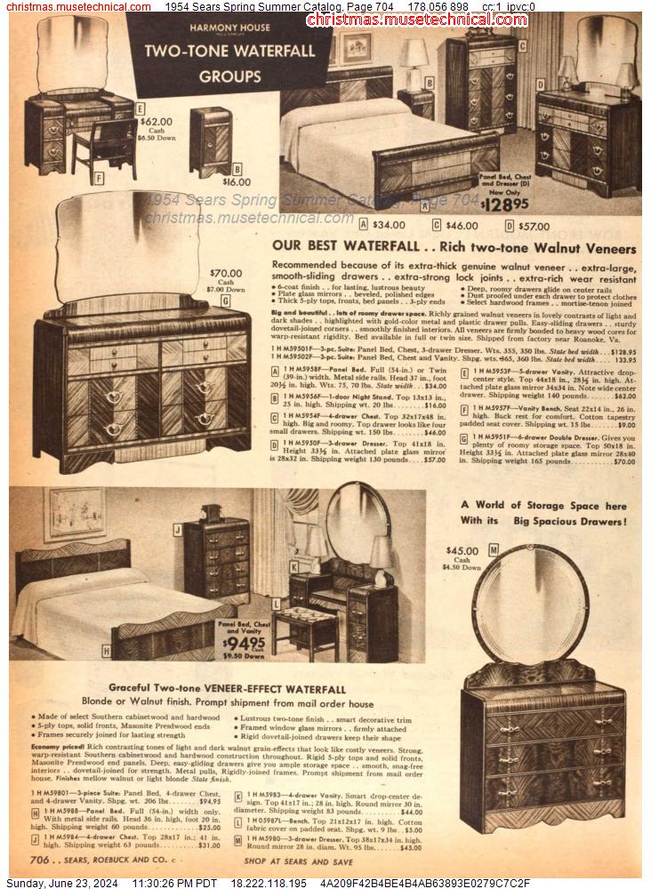 1954 Sears Spring Summer Catalog, Page 704