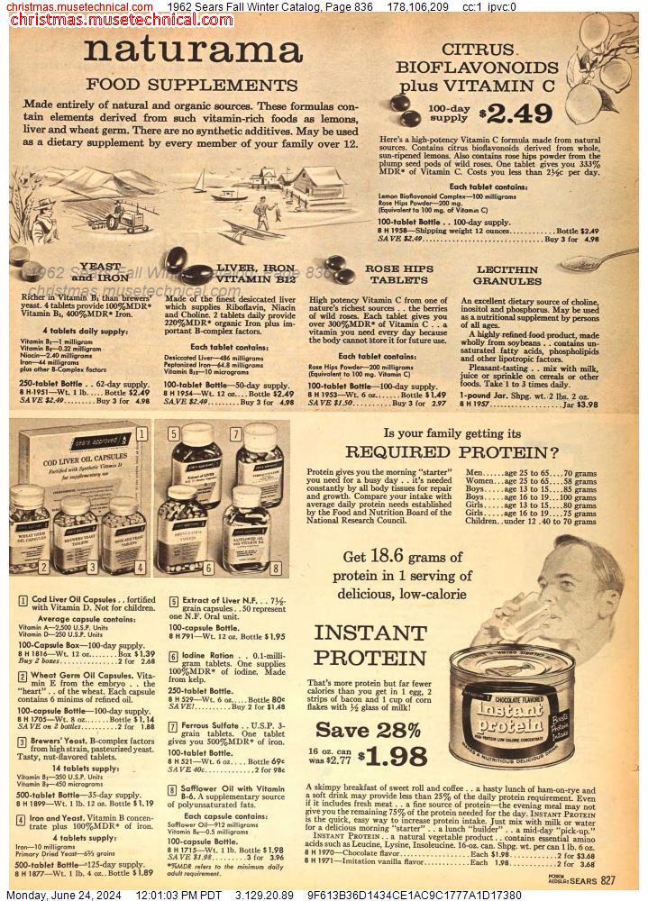 1962 Sears Fall Winter Catalog, Page 836