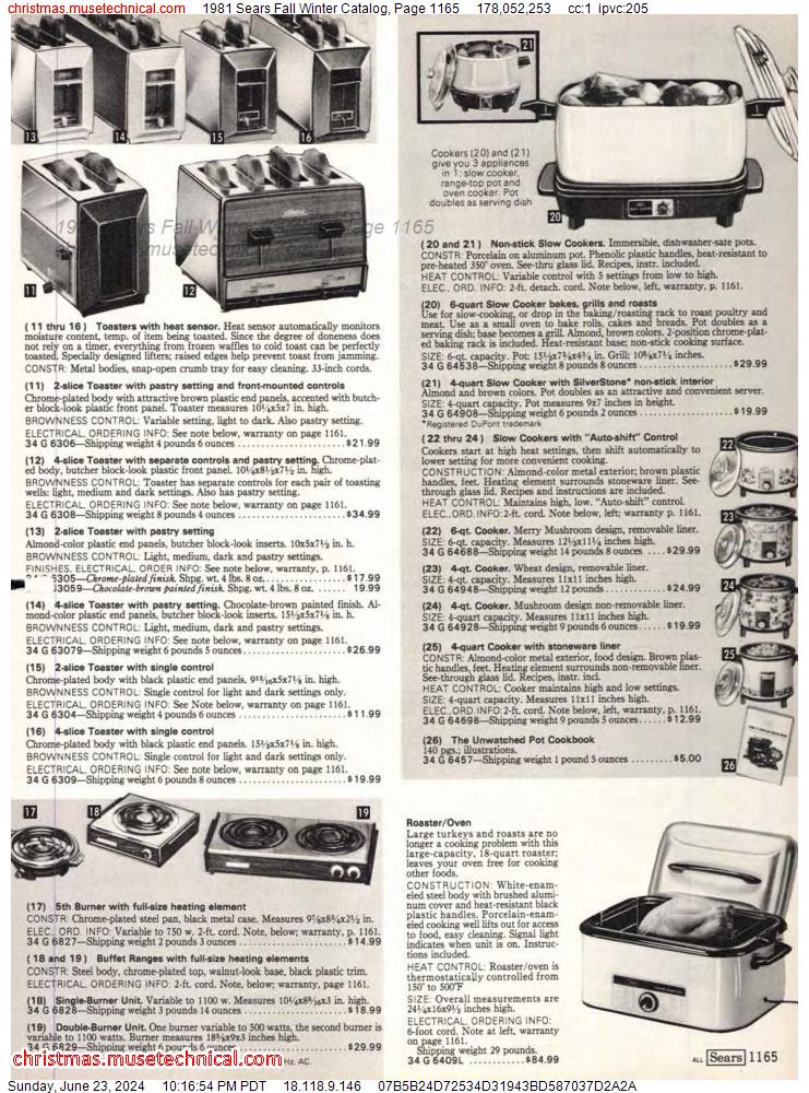 1981 Sears Fall Winter Catalog, Page 1165