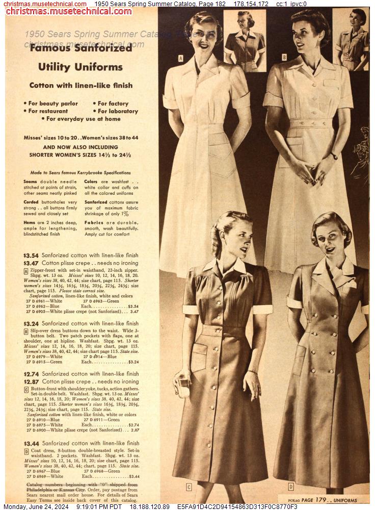 1950 Sears Spring Summer Catalog, Page 182