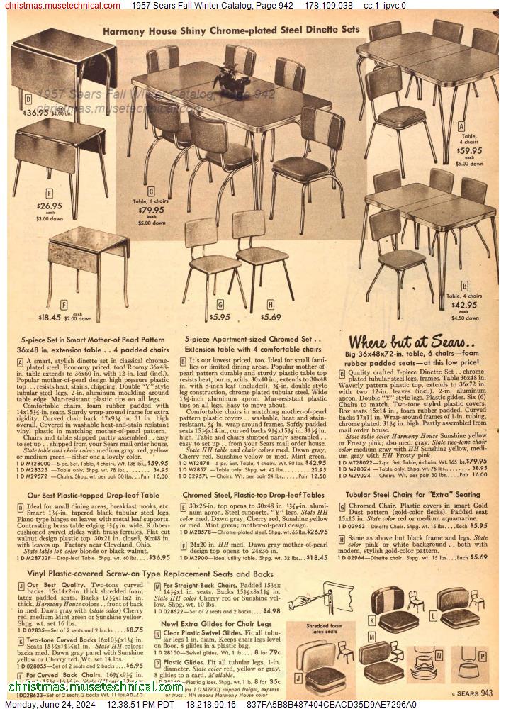 1957 Sears Fall Winter Catalog, Page 942