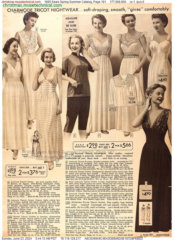 1955 Sears Spring Summer Catalog, Page 191