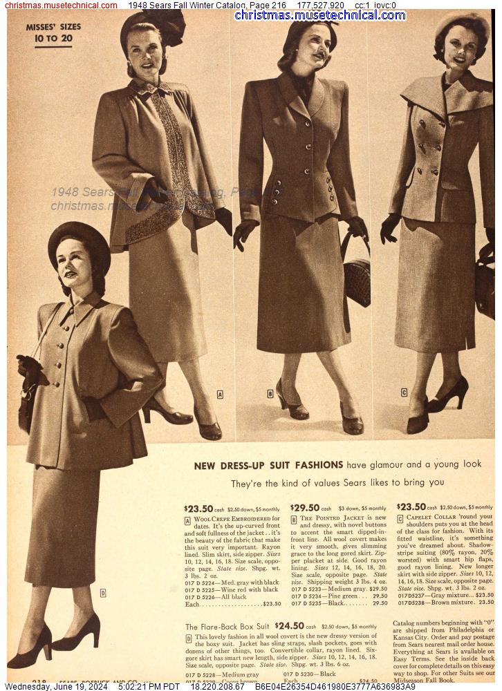 1948 Sears Fall Winter Catalog, Page 216