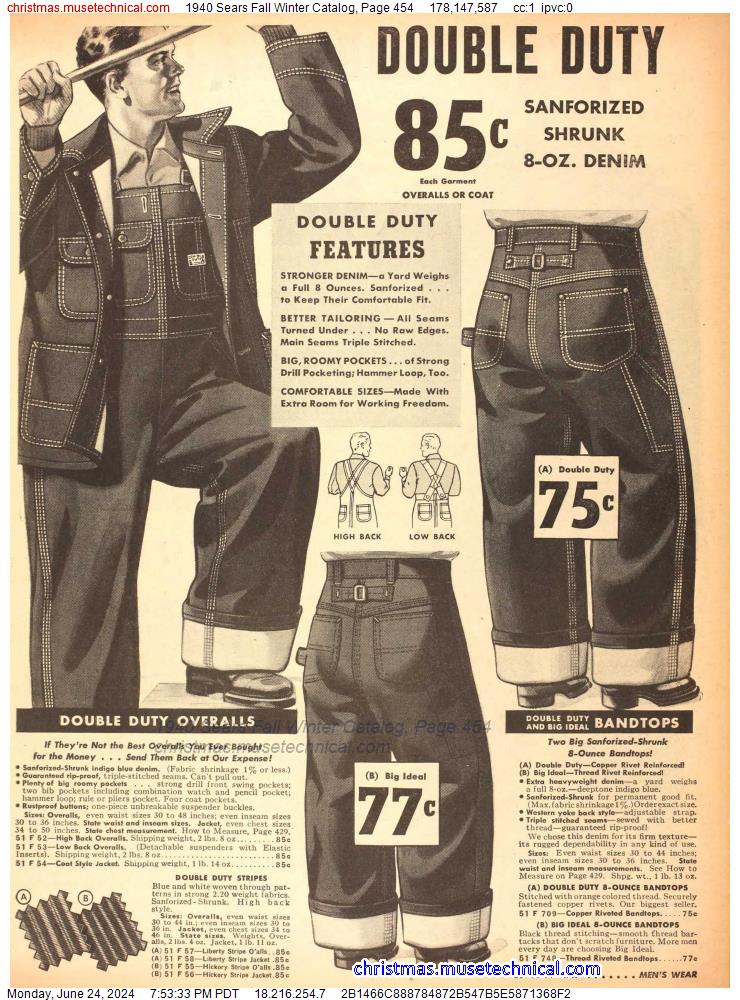 1940 Sears Fall Winter Catalog, Page 454