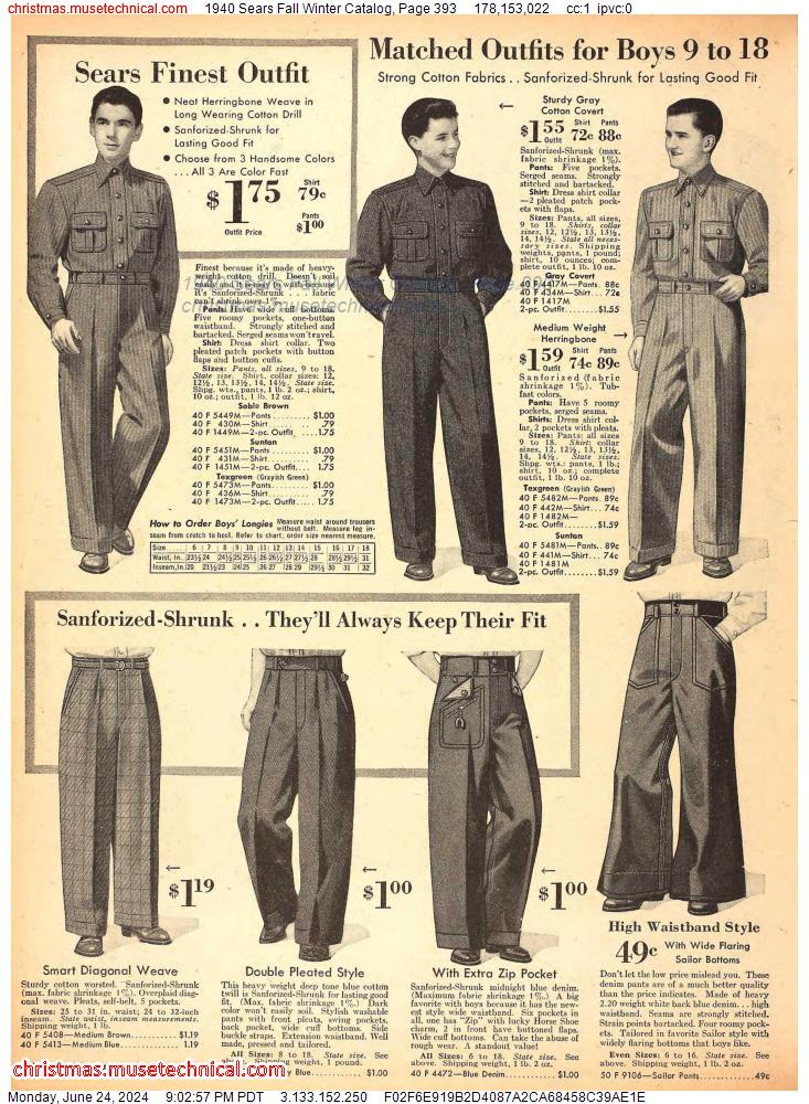 1940 Sears Fall Winter Catalog, Page 393
