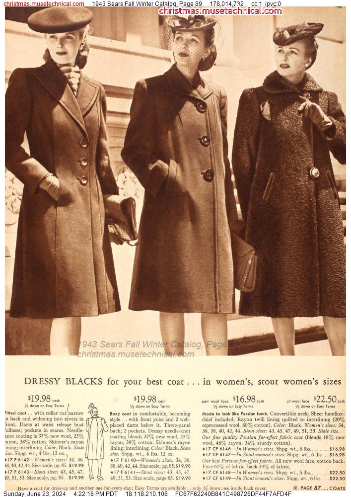 1943 Sears Fall Winter Catalog, Page 89