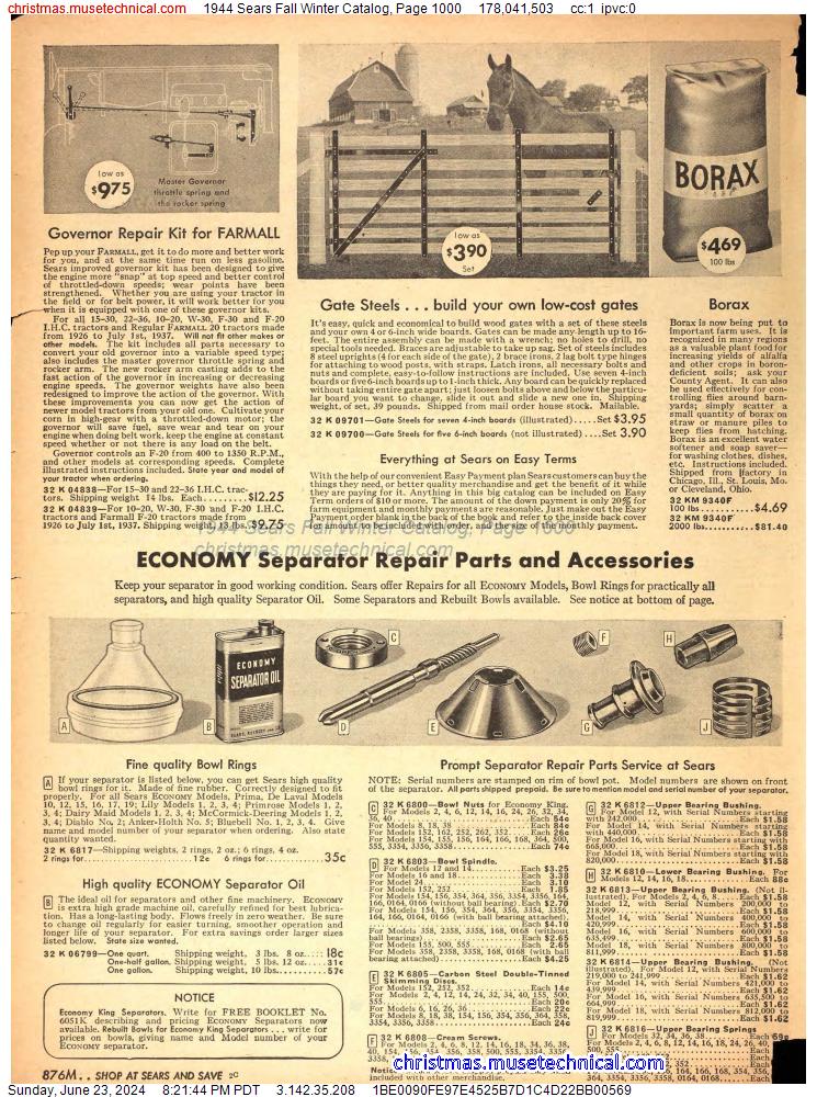 1944 Sears Fall Winter Catalog, Page 1000