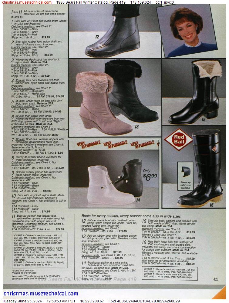 1986 Sears Fall Winter Catalog, Page 419
