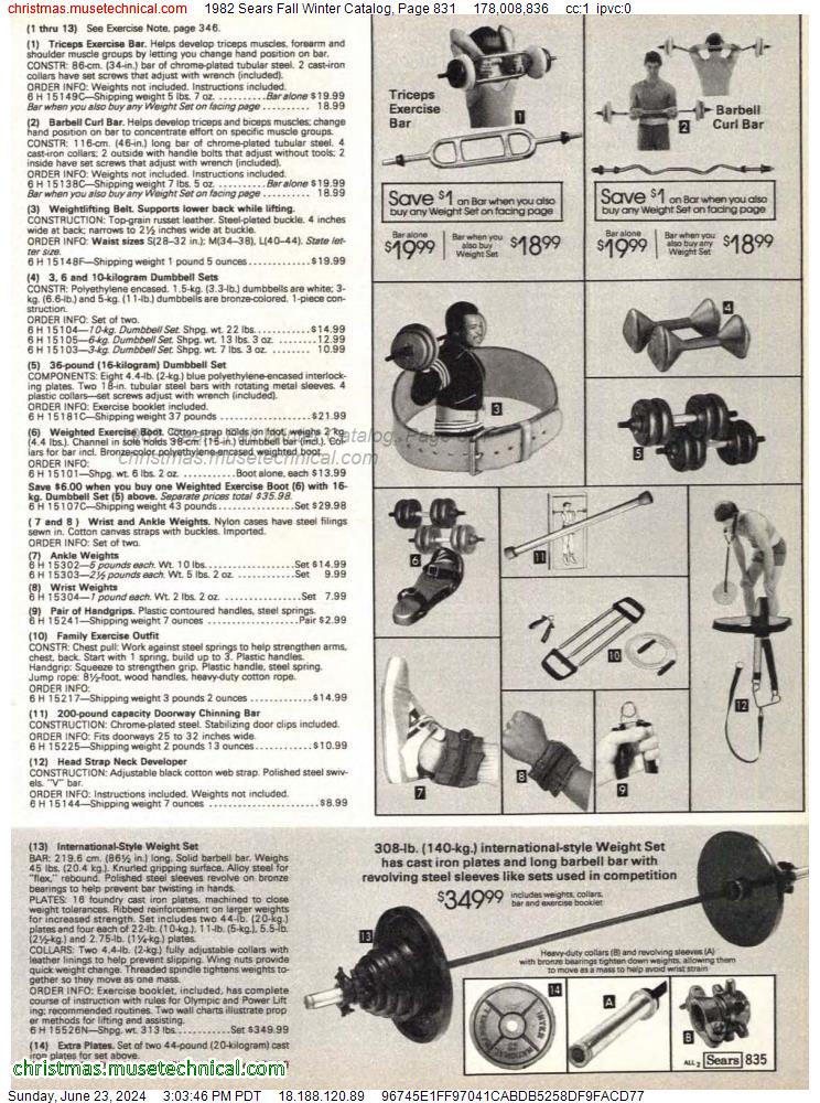 1982 Sears Fall Winter Catalog, Page 831