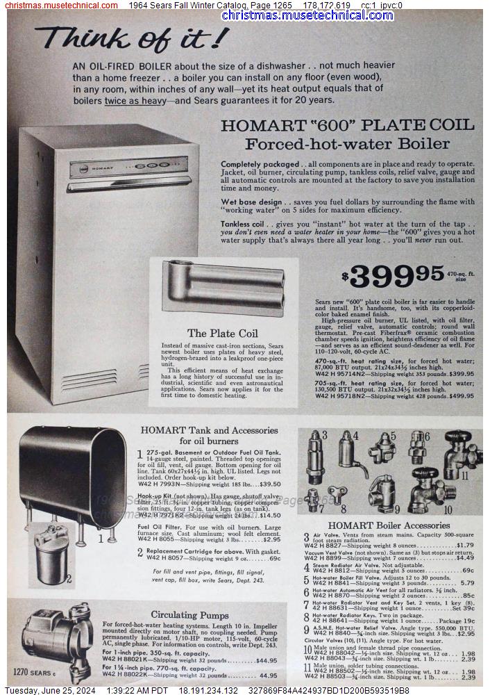 1964 Sears Fall Winter Catalog, Page 1265