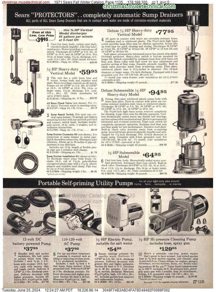 1971 Sears Fall Winter Catalog, Page 1135