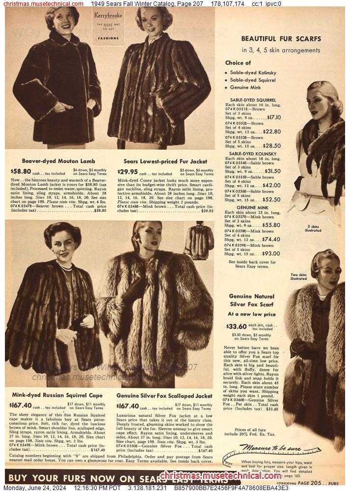 1949 Sears Fall Winter Catalog, Page 207