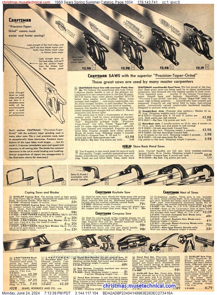 1950 Sears Spring Summer Catalog, Page 1034