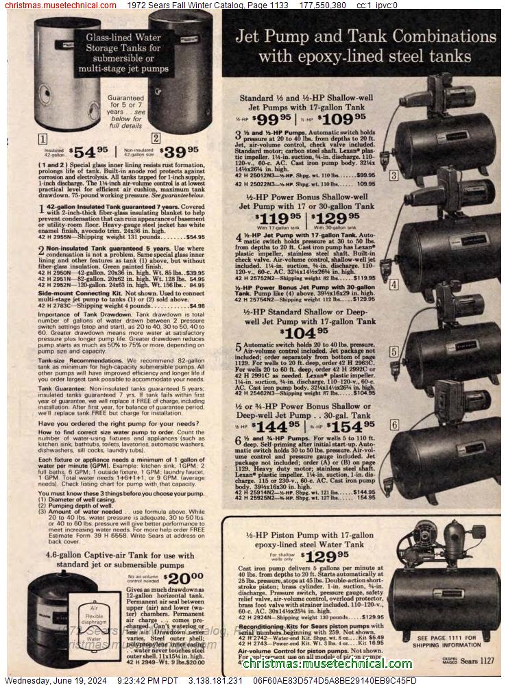 1972 Sears Fall Winter Catalog, Page 1133