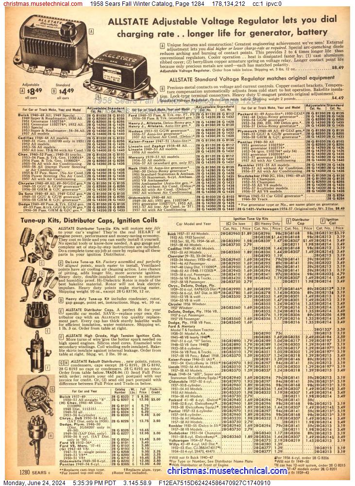1958 Sears Fall Winter Catalog, Page 1284