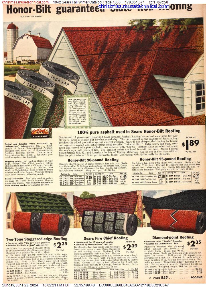 1942 Sears Fall Winter Catalog, Page 1060