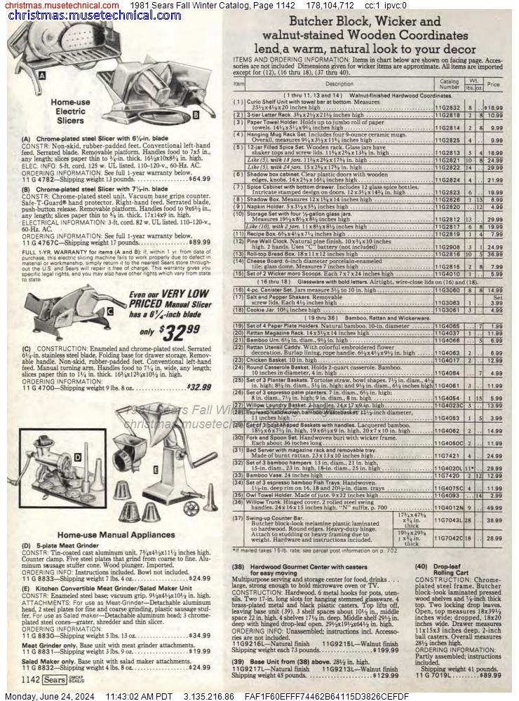 1981 Sears Fall Winter Catalog, Page 1142