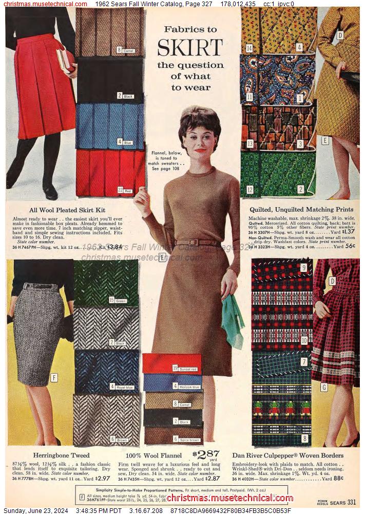 1962 Sears Fall Winter Catalog, Page 327