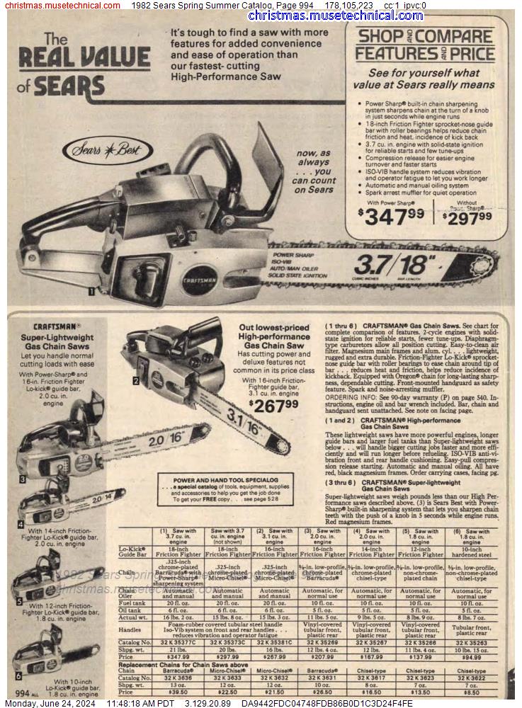 1982 Sears Spring Summer Catalog, Page 994