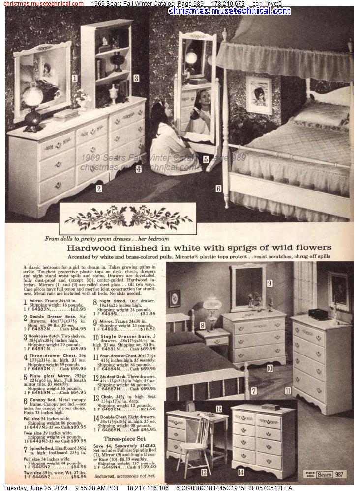 1969 Sears Fall Winter Catalog, Page 989