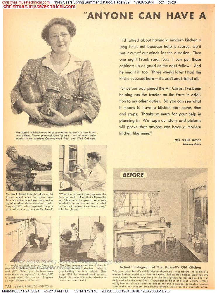1943 Sears Spring Summer Catalog, Page 939