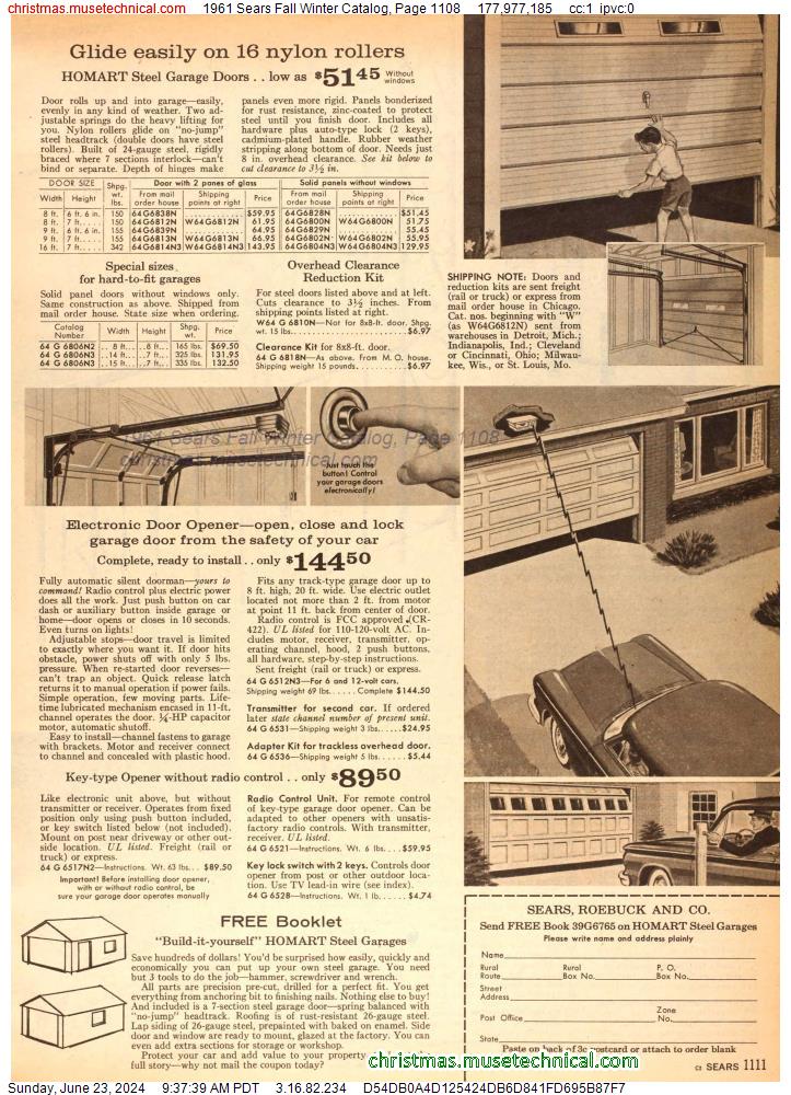 1961 Sears Fall Winter Catalog, Page 1108