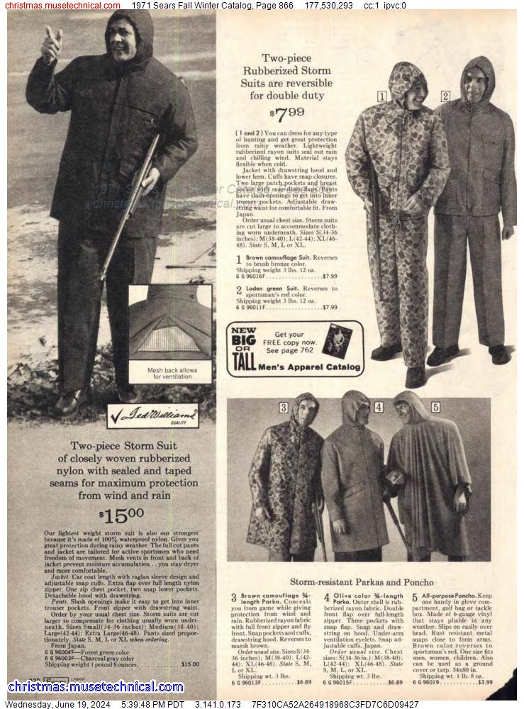 1971 Sears Fall Winter Catalog, Page 866