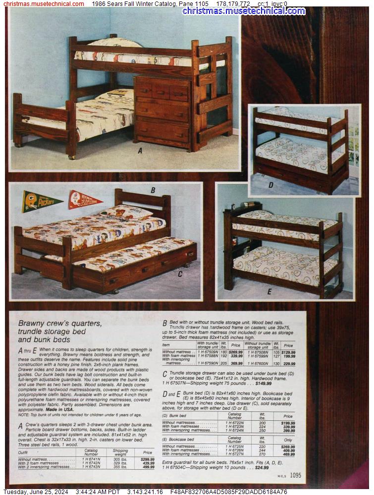 1986 Sears Fall Winter Catalog, Page 1105