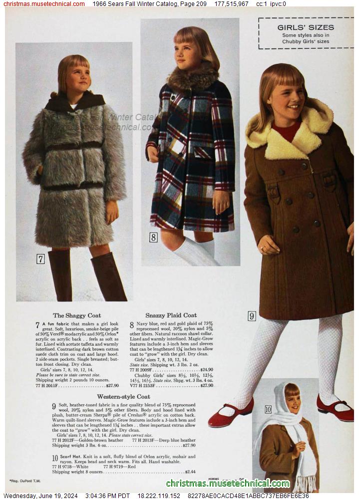 1966 Sears Fall Winter Catalog, Page 209