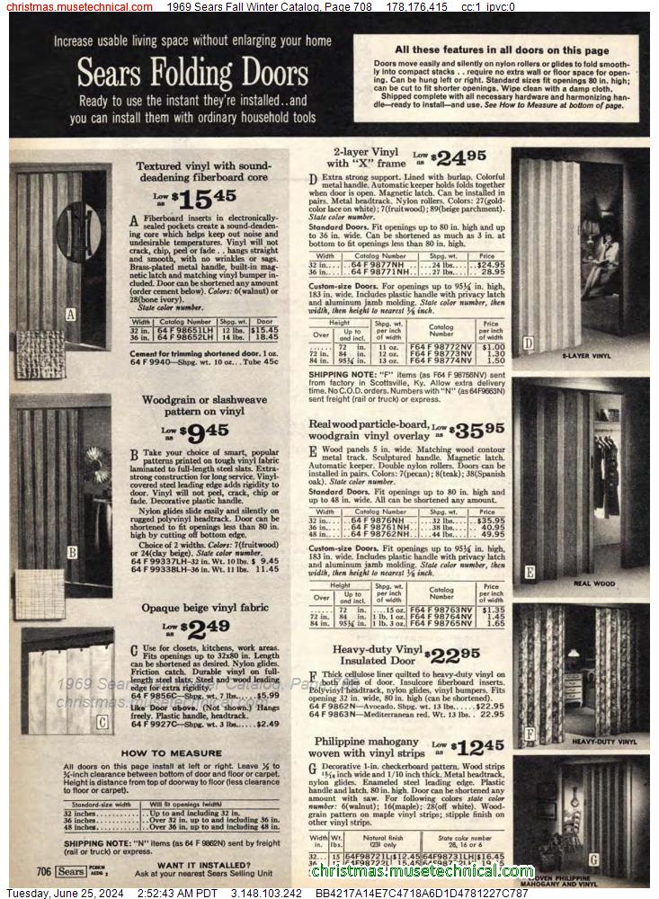 1969 Sears Fall Winter Catalog, Page 708