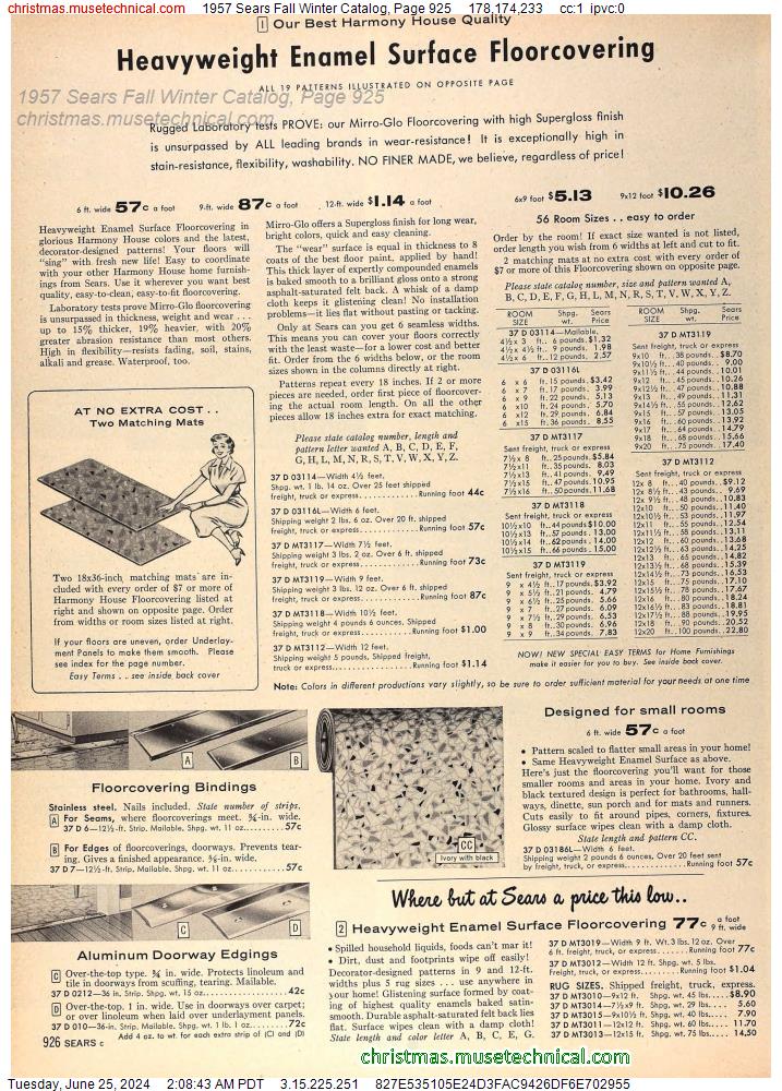 1957 Sears Fall Winter Catalog, Page 925