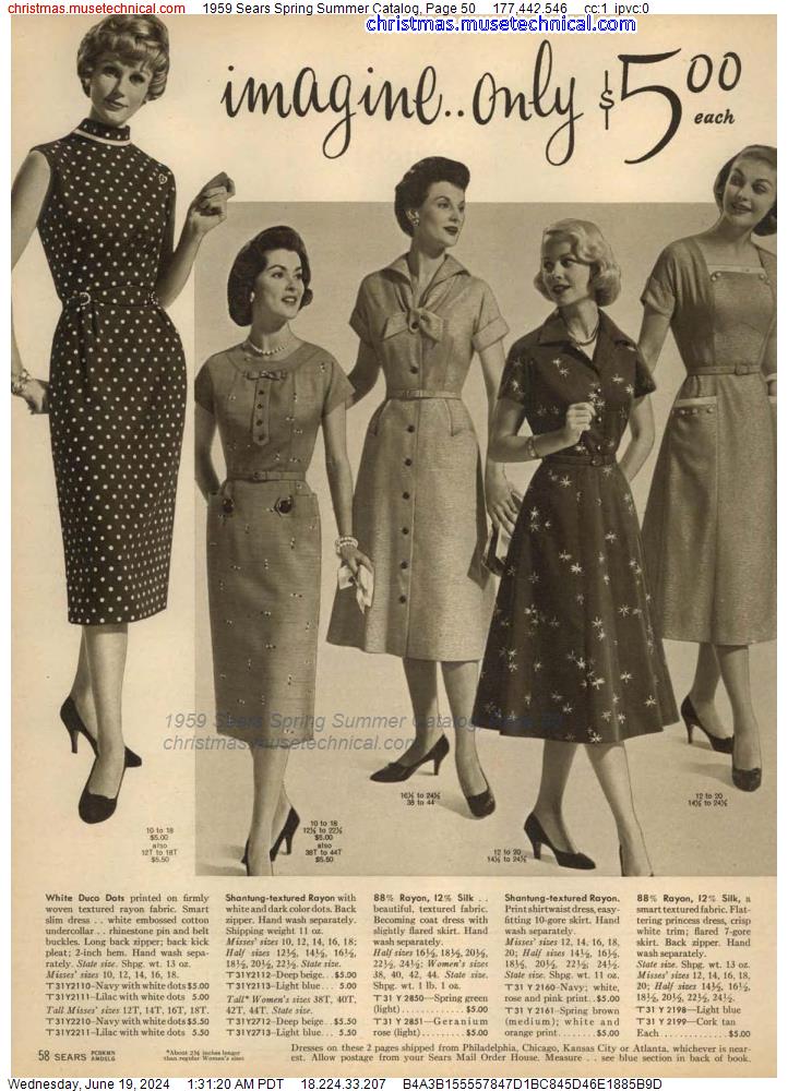 1959 Sears Spring Summer Catalog, Page 50