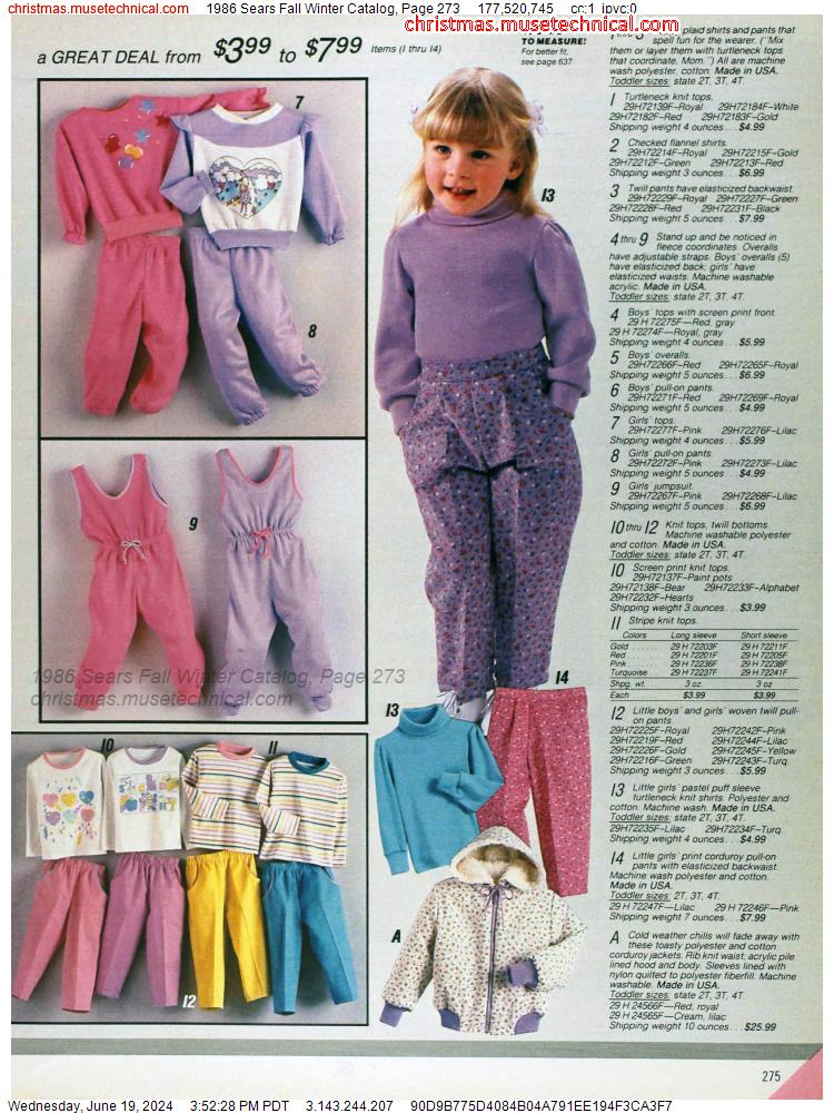1986 Sears Fall Winter Catalog, Page 273