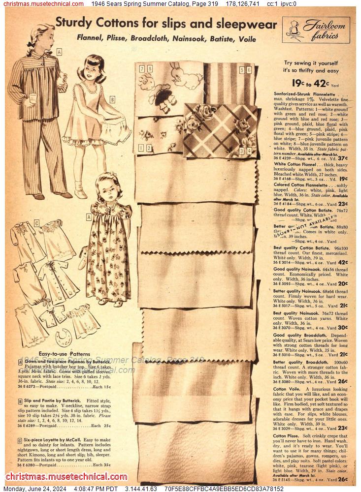 1946 Sears Spring Summer Catalog, Page 319