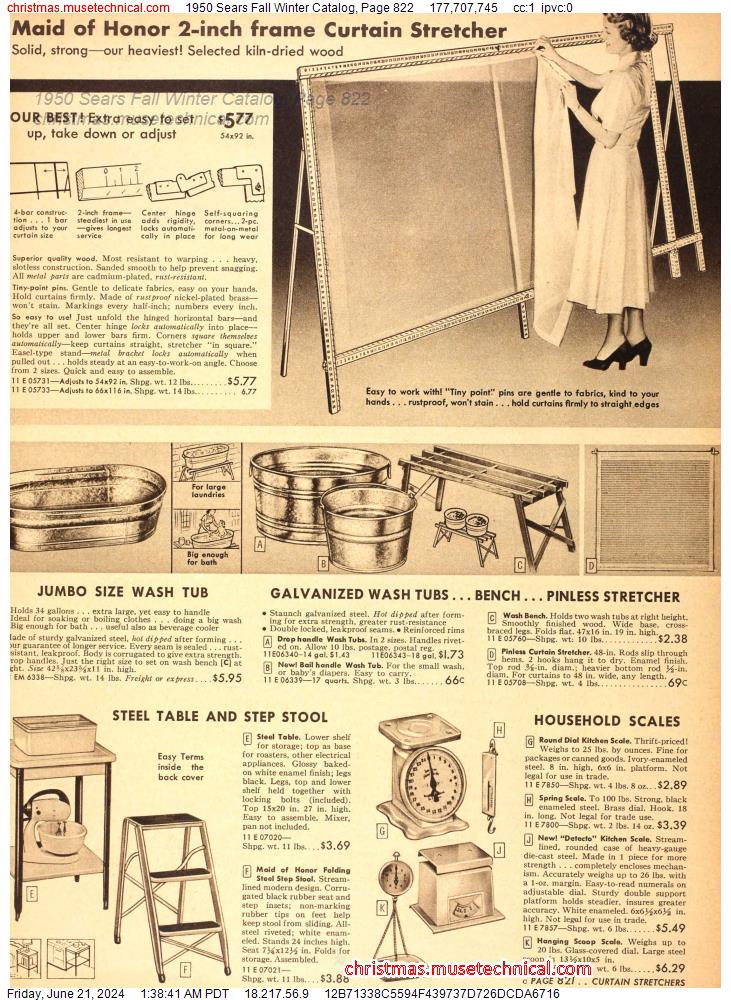 1950 Sears Fall Winter Catalog, Page 822