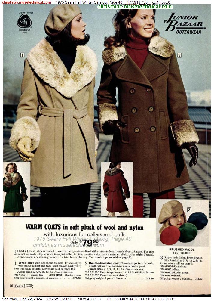 1975 Sears Fall Winter Catalog, Page 40