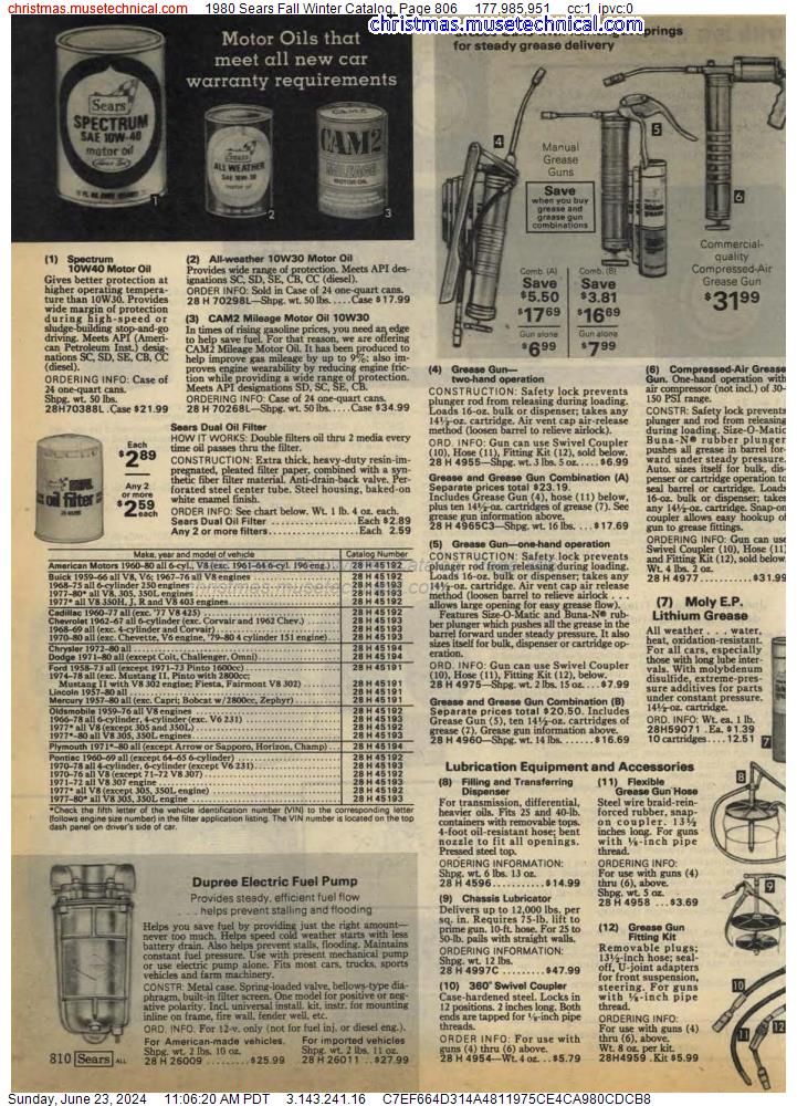 1980 Sears Fall Winter Catalog, Page 806