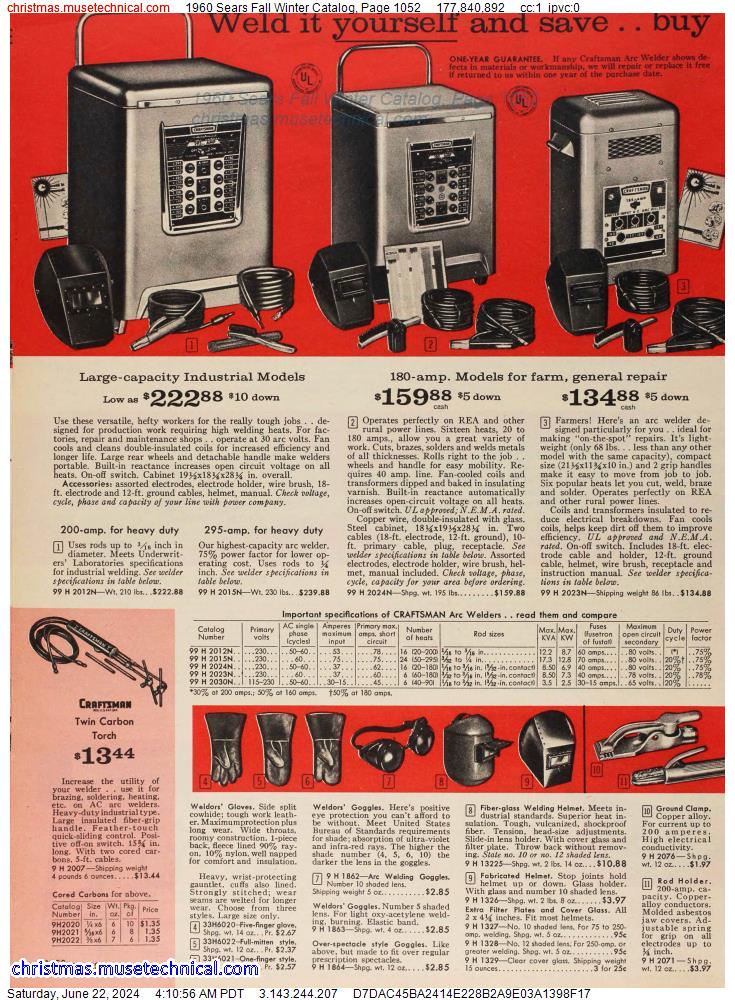 1960 Sears Fall Winter Catalog, Page 1052