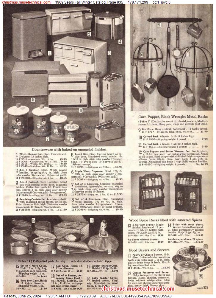 1969 Sears Fall Winter Catalog, Page 835