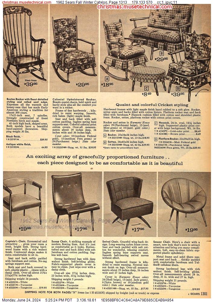 1962 Sears Fall Winter Catalog, Page 1313