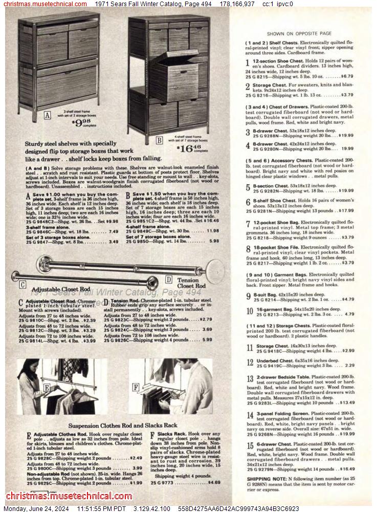 1971 Sears Fall Winter Catalog, Page 494