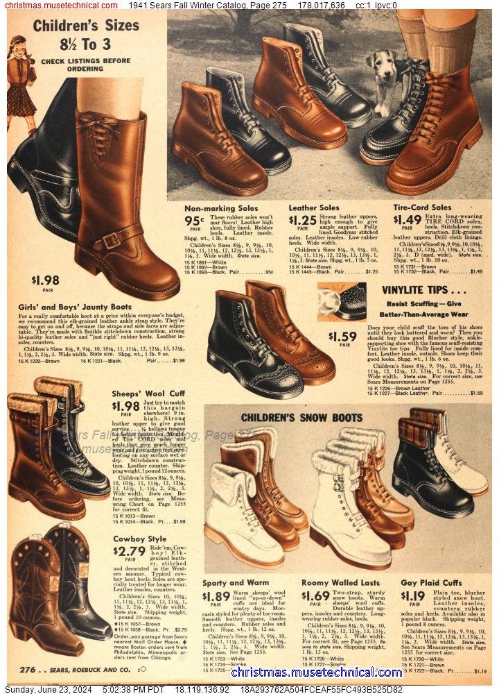 1941 Sears Fall Winter Catalog, Page 275