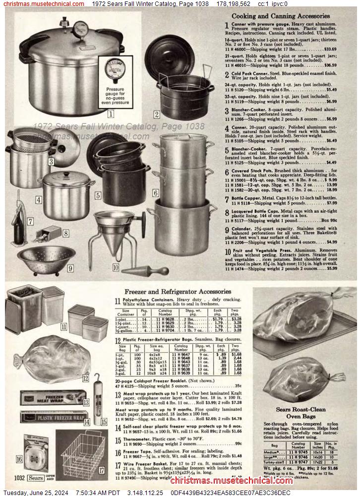 1972 Sears Fall Winter Catalog, Page 1038