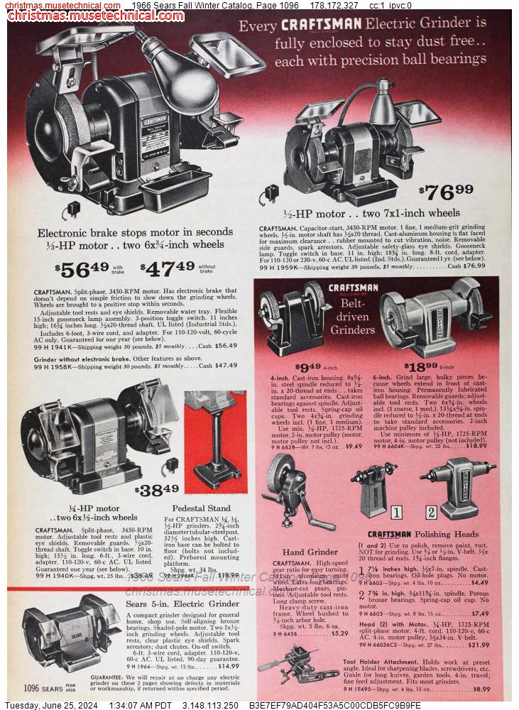 1966 Sears Fall Winter Catalog, Page 1096