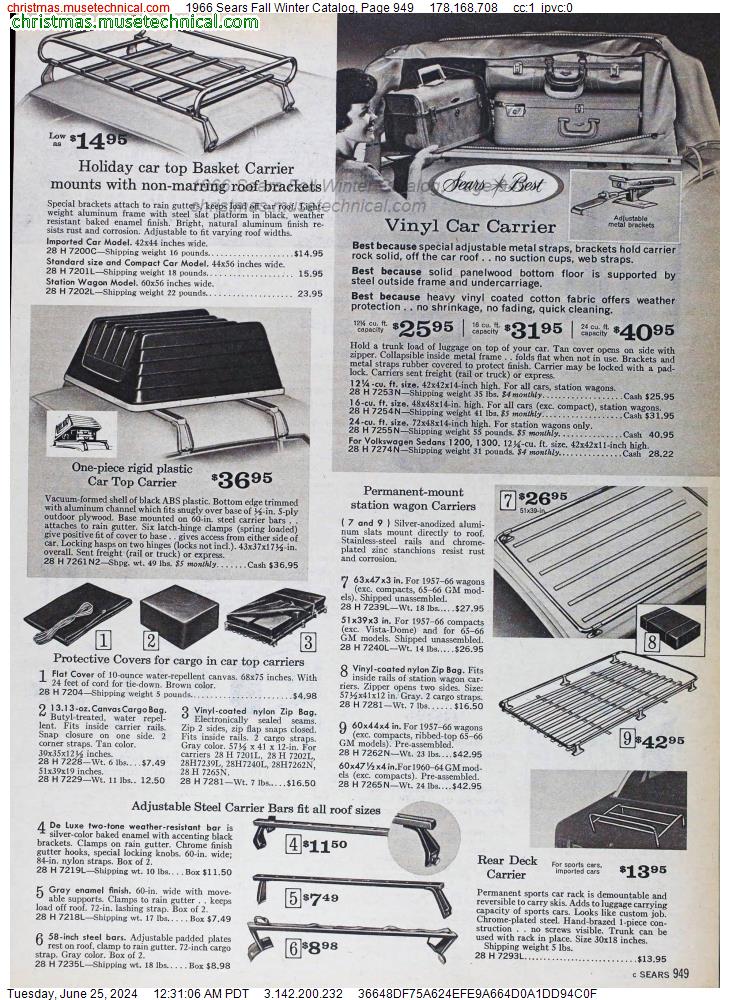 1966 Sears Fall Winter Catalog, Page 949