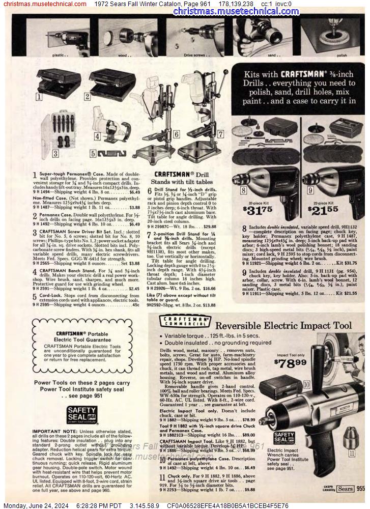 1972 Sears Fall Winter Catalog, Page 961