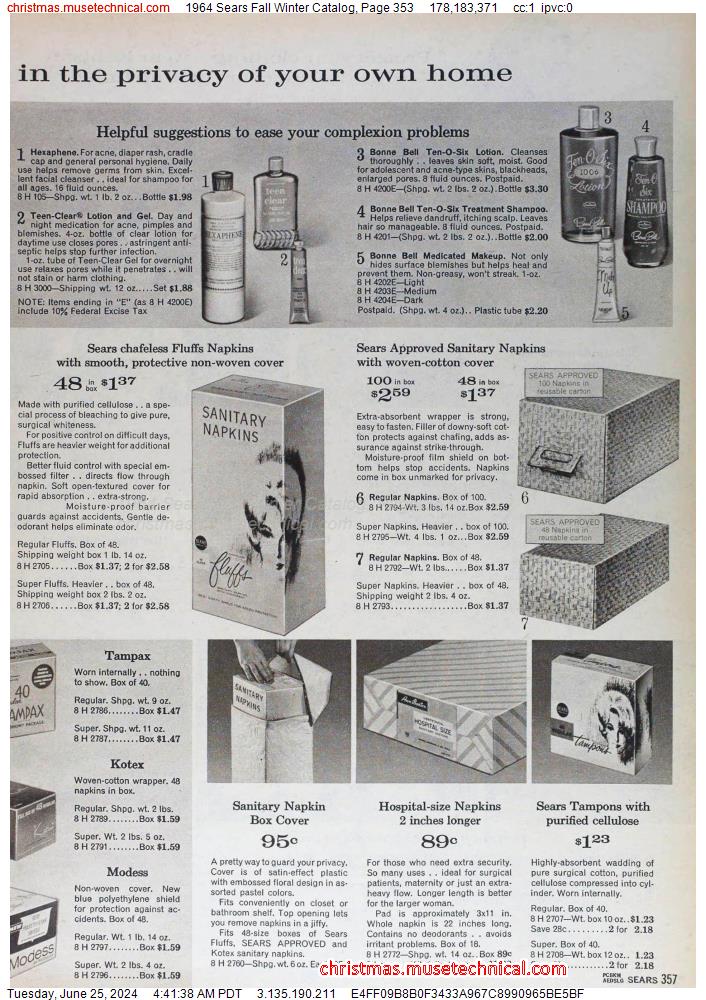 1964 Sears Fall Winter Catalog, Page 353