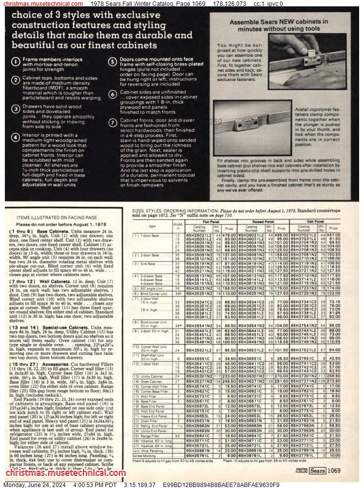 1978 Sears Fall Winter Catalog, Page 1069
