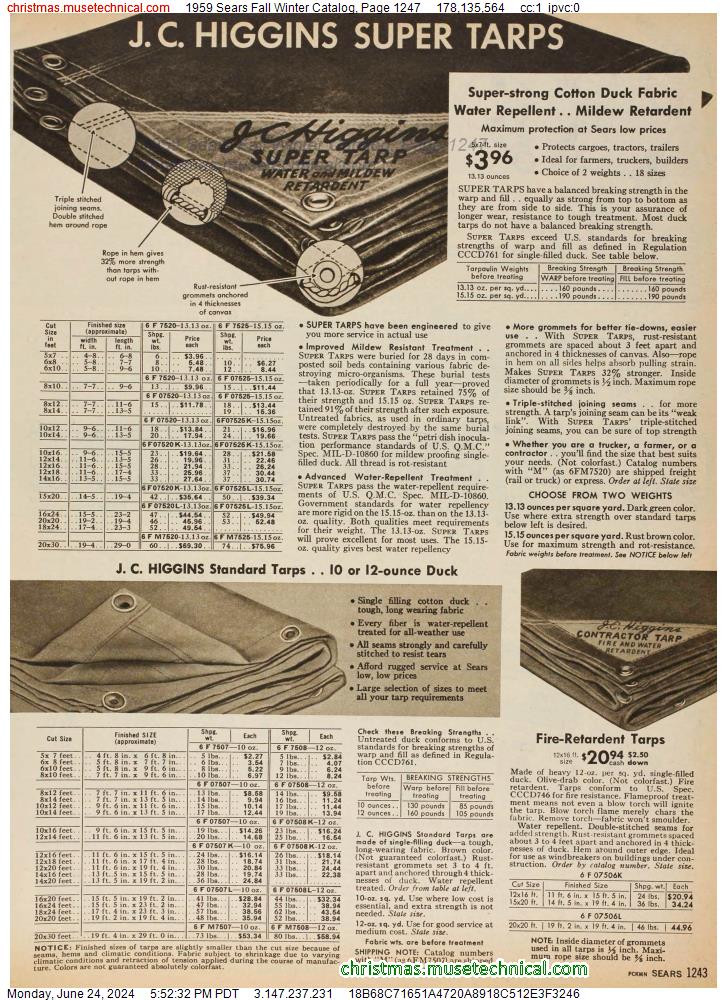 1959 Sears Fall Winter Catalog, Page 1247