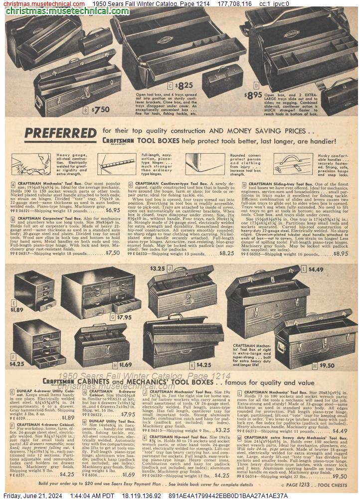 1950 Sears Fall Winter Catalog, Page 1214